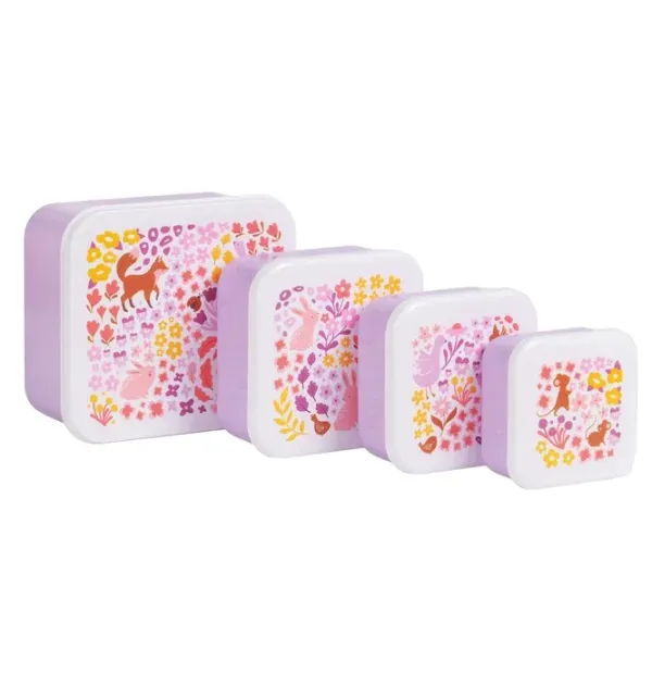 Σετ 4 δοχεία φαγητού Lunch & Snack Box -Flower garden - A Little Lovely Company