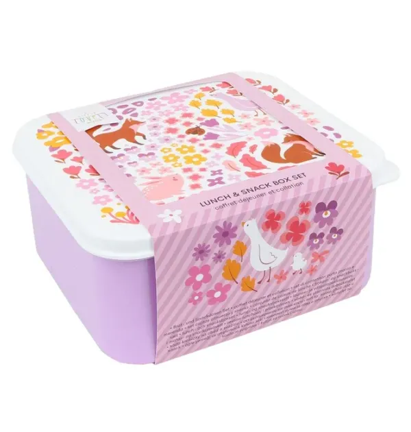 Σετ 4 δοχεία φαγητού Lunch & Snack Box -Flower garden - A Little Lovely Company