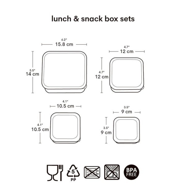 Σετ 4 δοχεία φαγητού Lunch & Snack Box -Flower garden - A Little Lovely Company