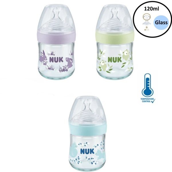 NUK ΜΠΙΜΠΕΡΟ ΓΥΑΛΙΝΟ 120ml ΣΙΛΙΚΟΝΗΣ ΜΕΓ. S NATURE SENSE TEMP. C