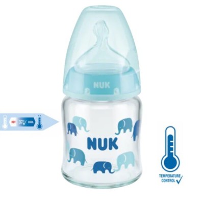 NUK ΜΠΙΜΠΕΡΟ ΓΥΑΛΙΝΟ 120ml ΣΙΛ. FIRST CHOICE PLUS TEMP. CONTROL