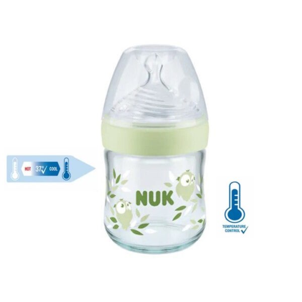 NUK ΜΠΙΜΠΕΡΟ ΓΥΑΛΙΝΟ 120ml ΣΙΛΙΚΟΝΗΣ ΜΕΓ. S NATURE SENSE TEMP. C