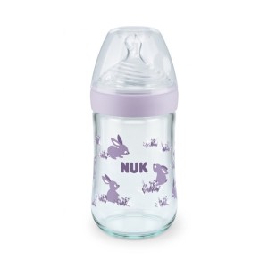 NUK ΜΠΙΜΠΕΡΟ ΓΥΑΛΙΝΟ 240ml ΣΙΛΙΚΟΝΗΣ ΜΕΓ. M NATURE SENSE TEMP. C