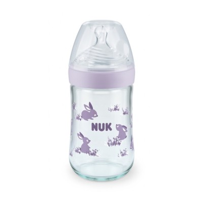 NUK ΜΠΙΜΠΕΡΟ ΓΥΑΛΙΝΟ 240ml ΣΙΛΙΚΟΝΗΣ ΜΕΓ. M NATURE SENSE TEMP. C