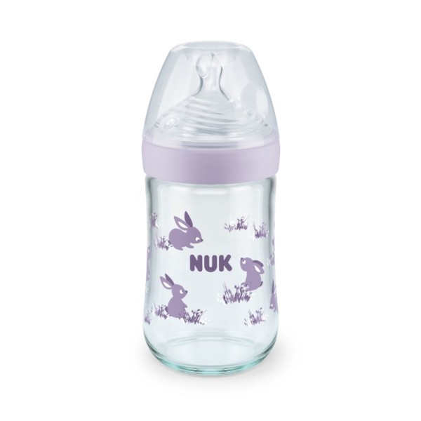 NUK ΜΠΙΜΠΕΡΟ ΓΥΑΛΙΝΟ 240ml ΣΙΛΙΚΟΝΗΣ ΜΕΓ. M NATURE SENSE TEMP. C
