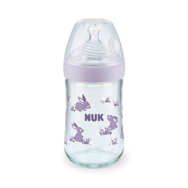 NUK ΜΠΙΜΠΕΡΟ ΓΥΑΛΙΝΟ 240ml ΣΙΛΙΚΟΝΗΣ ΜΕΓ. M NATURE SENSE TEMP. C
