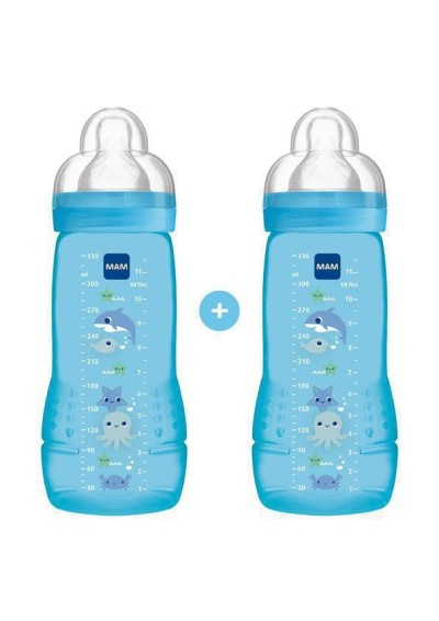 MAM ΜΠΙΜΠΕΡΟ PP Easy Active 330ml X2 Θηλή Σιλικόνη 4M+ ΑΓΟΡΙ