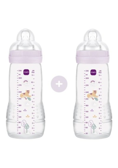 MAM ΜΠΙΜΠΕΡΟ PP Easy Active 330ml X2 Θηλή Σιλικόνη 4M+ ΚΟΡΙΤΣΙ
