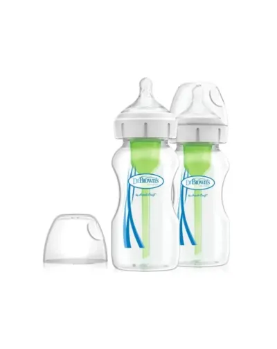 Dr. Brown’s Options+ Σετ Γυάλινων Μπιμπερών 2 τμχ Με Φαρδύ Λαιμό 270ml