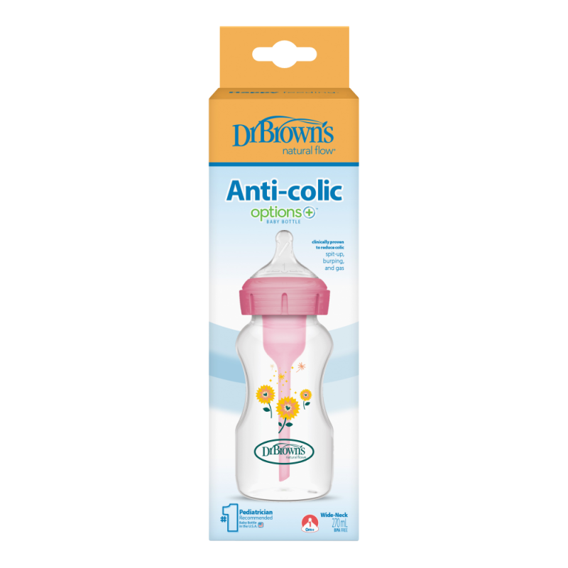 Μπιμπερό πλαστικό Options+ (Φ.Λ.) 270 ml Ροζ – Dr.Brown’s