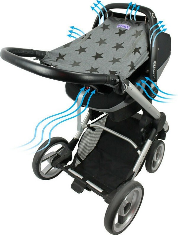 Ηλιοπροστασία καροτσιού UPF50+ Grey Stars