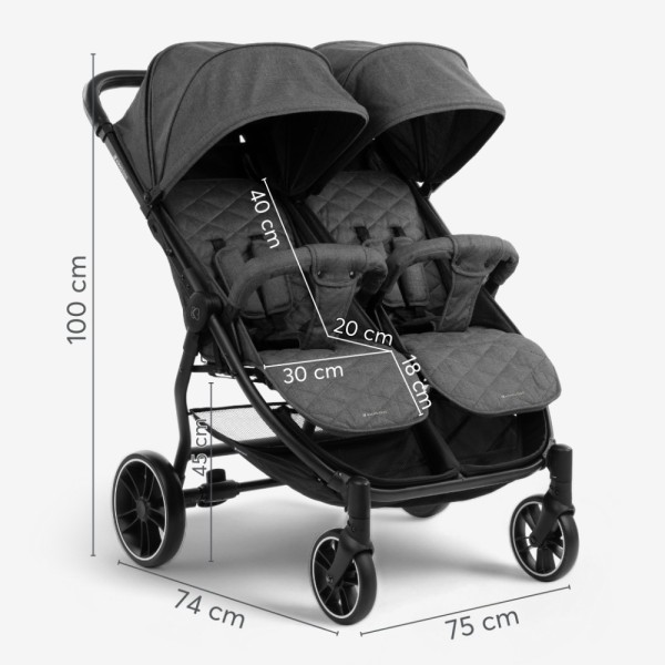 Twin stroller Happy 2 Light Grey