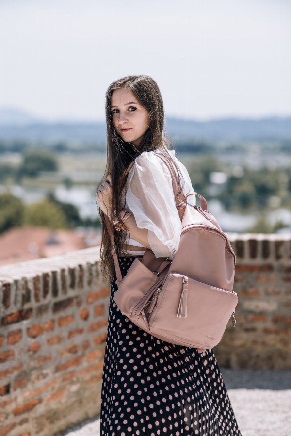 GLAMOUR DUSTY PINK BACKPACK ΤΣΑΝΤΑ ΑΛΛΑΞΙΕΡΑ ΠΛΑΤΗΣ