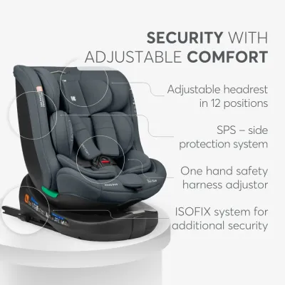 Κάθισμα αυτοκινήτου 40–150 εκ i-Round i-SIZE Σκούρο Γκρι