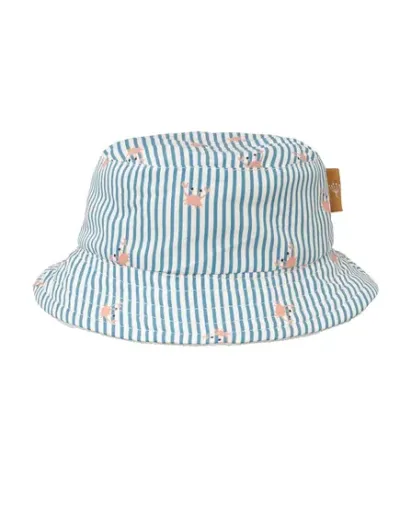 Καπέλο Bucket ( 3-6μηνων ) διπλής όψης με UVA-UVB προστασία Stripes & crabs