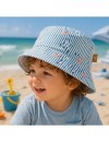 Καπέλο Bucket ( 3-6μηνων ) διπλής όψης με UVA-UVB προστασία Stripes & crabs