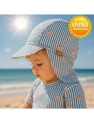 Καπέλο τύπου λεγεωνάριου με προστασία UV50 Stripes & crabs (6-12M)