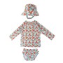 Rash Guard Top Swim Diaper & Sun Hat - Lobster (6-12M)