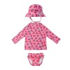 Rash Guard Top Swim Diaper & Sun Hat - Cherry (6-12M)
