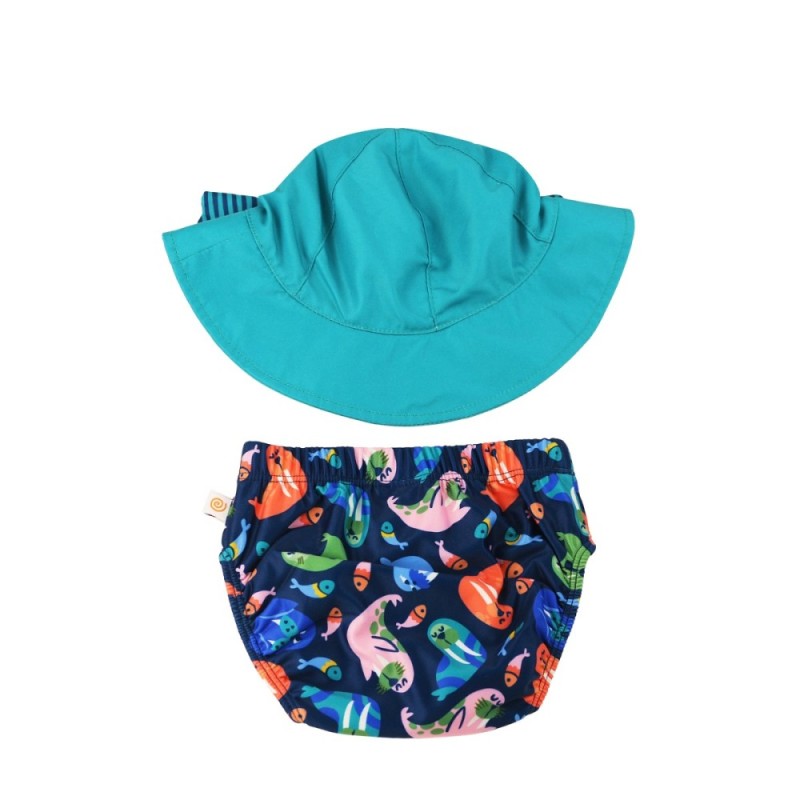Baby Swim Diaper & Sun Hat Set - L (12M-24M) - Wally the Walrus
