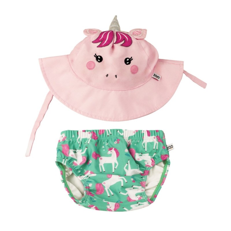 Baby Swim Diaper & Sun Hat Set - L (12M-24M) - Unity the Unicorn