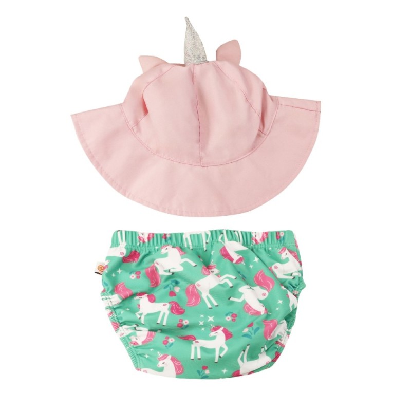 Baby Swim Diaper & Sun Hat Set - L (12M-24M) - Unity the Unicorn