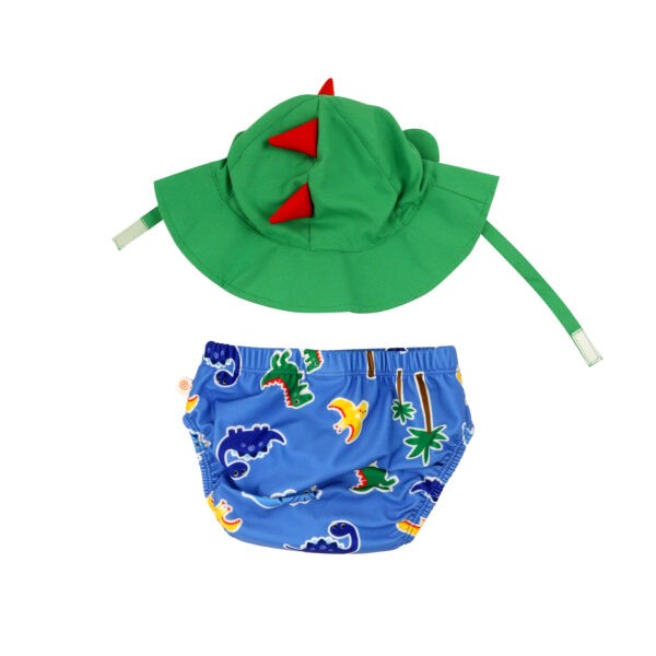 Baby Swim Diaper & Sun Hat Set - L (12-24M) - Devin the Dino & Friends