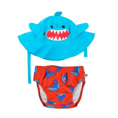 Baby Swim Diaper & Sun Hat Set - L (12M-24M) - Sherman the Shark New
