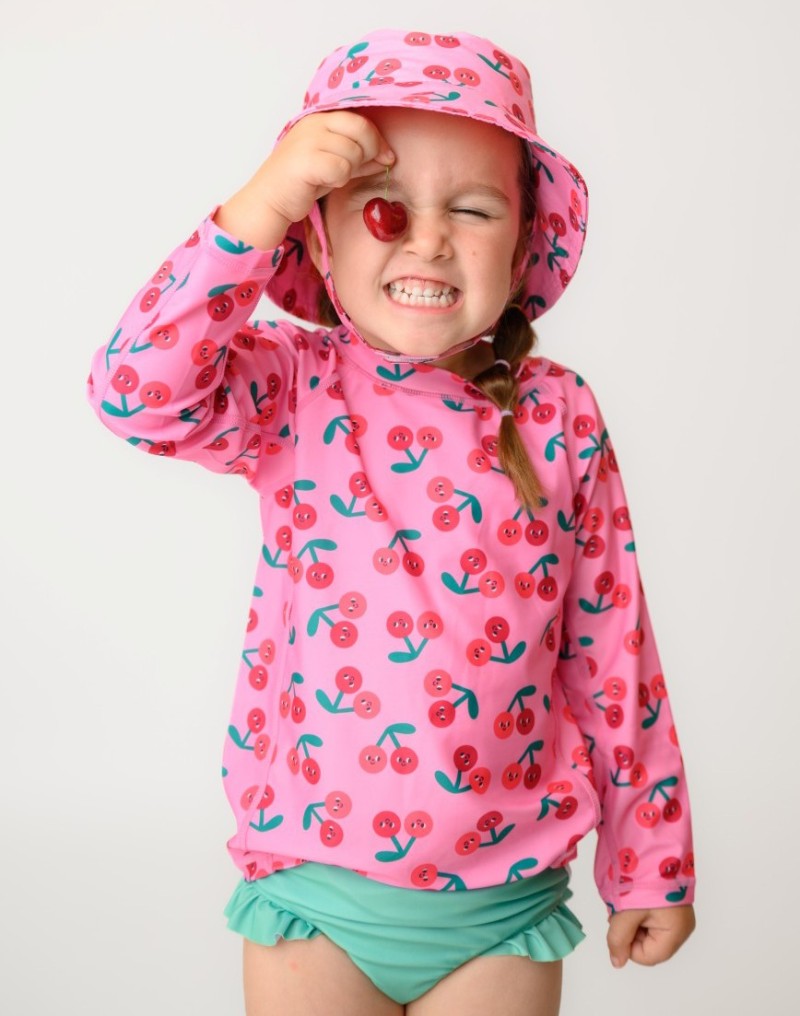 Zoocchini Σετ UV Μαγιό και Μπλούζα Cherry (4Y)