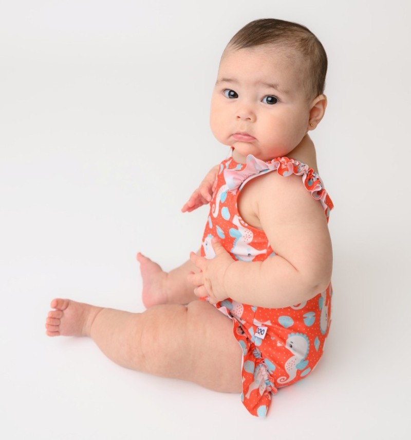 Baby Ruffled One Piece Swimsuit Sally the Seahorse (12-24M)