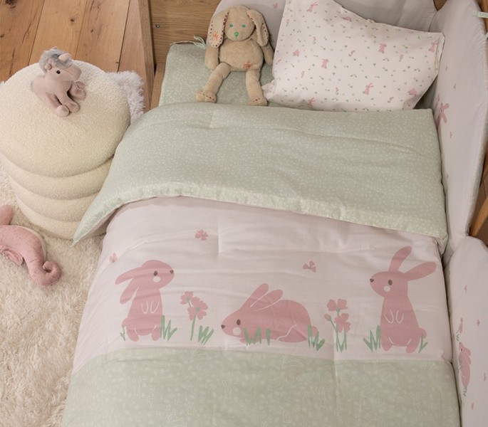 ΠΑΠΛΩΜΑ ΒΑΜΒ-ΠΟΛ COUNTRY BUNNY 110X140  ecru/mint