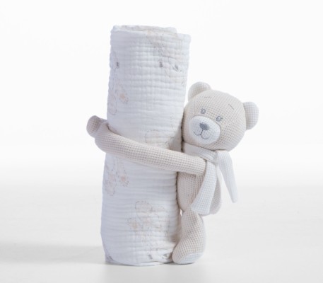 ΚΟΥΒΕΡΤΑΚΙ ΜΕ ΑΡΚΟΥΔΑΚΙ ΒΑΜΒ.TEDDY 75X100  BEIGE