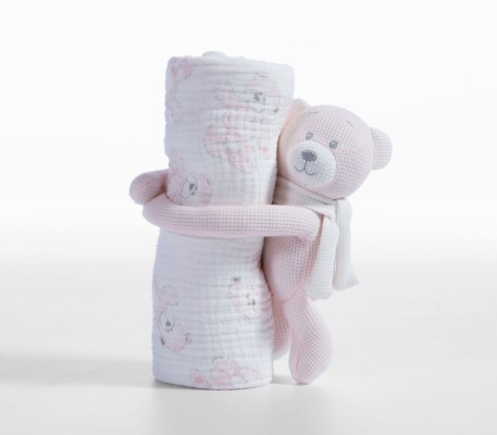 ΚΟΥΒΕΡΤΑΚΙ ΜΕ ΑΡΚΟΥΔΑΚΙ ΒΑΜΒ.TEDDY 75X100 PINK