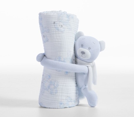 ΚΟΥΒΕΡΤΑΚΙ ΜΕ ΑΡΚΟΥΔΑΚΙ ΒΑΜΒ.TEDDY 75X100  L.BLUE