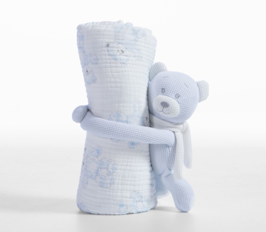 ΚΟΥΒΕΡΤΑΚΙ ΜΕ ΑΡΚΟΥΔΑΚΙ ΒΑΜΒ.TEDDY 75X100  L.BLUE