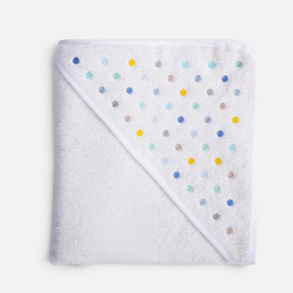 ΚΑΠΑ BAMB DOTS 75X75 ECRU/BLUE ΚΑΠΑ BAMB DOTS 75X75 ECRU/BLUE