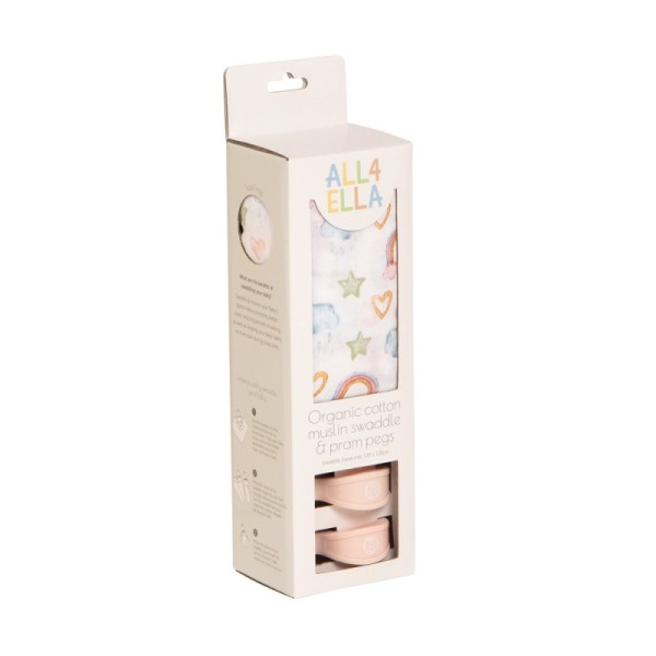 MUSLIN & 2 PRAM PEG BOX SET RAINBOW DREAMS ΜΟΥΣΕΛΙΝΑ+2 MUSLIN & 2 PRAM PEG BOX SET RAINBOW DREAMS ΜΟΥΣΕΛΙΝΑ+2
