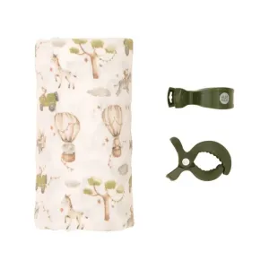 MUSLIN & 2 PRAM PEG BOX SET MONKEY CARNIVAL ΜΟΥΣΕΛΙΝΑ+2