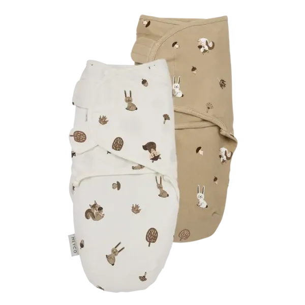 Meyco 2 Pack Swaddle Forest Animals Sand 0-3 μηνών