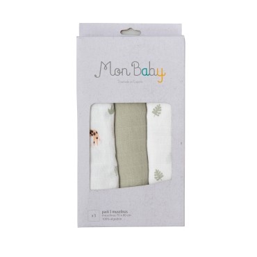 Σετ Πάνες Αγκαλιάς Safari Olive σε Κουτί 80x70cm. 3τμχ