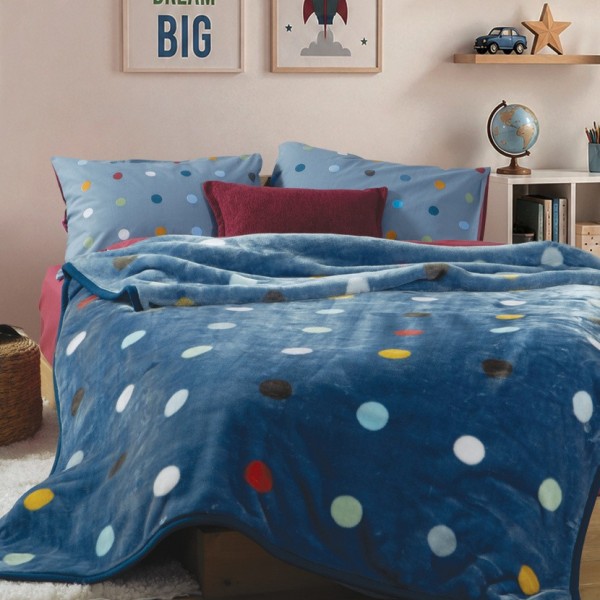 ΚΟΥΒΕΡΤΑ ΠΟΛ.DOTS BLUE 160X220 BLUE