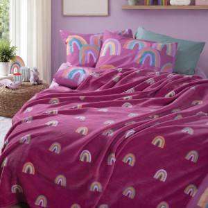 ΚΟΥΒΕΡΤΑ FLEECE ΠΟΛ.RAINBOW MOOD 160X220 FUCHSIA