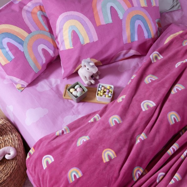 ΚΟΥΒΕΡΤΑ FLEECE ΠΟΛ.RAINBOW MOOD 160X220 FUCHSIA