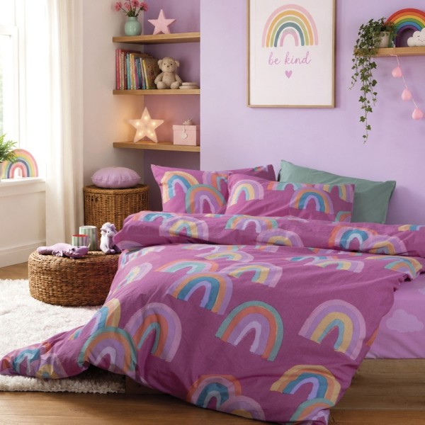 ΠΑΠΛΩΜΑΤΟΘΗΚΗ ΒΑΜΒ.ΣΕΤ ΜΟΝΗ RAINBOW MOOD FUCHSIA - 160x240
