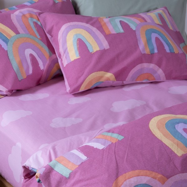ΠΑΠΛΩΜΑΤΟΘΗΚΗ ΒΑΜΒ.ΣΕΤ ΜΟΝΗ RAINBOW MOOD FUCHSIA - 160x240