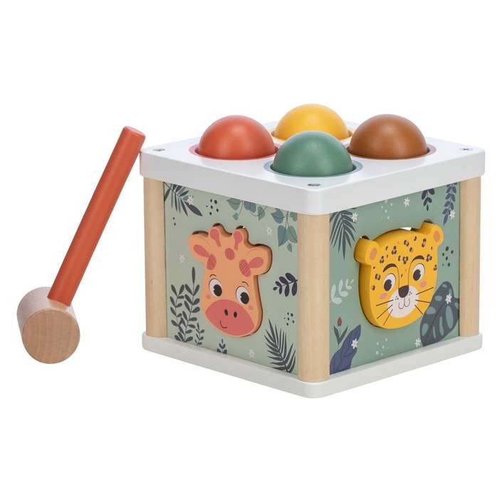 ΞΥΛΙΝΟΣ ΚΥΒΟΣ ΜΕ ΣΧΗΜΑΤΑ HIT THE BALL WOODEN TOY