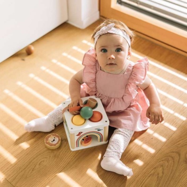 ΞΥΛΙΝΟΣ ΚΥΒΟΣ ΜΕ ΣΧΗΜΑΤΑ HIT THE BALL WOODEN TOY