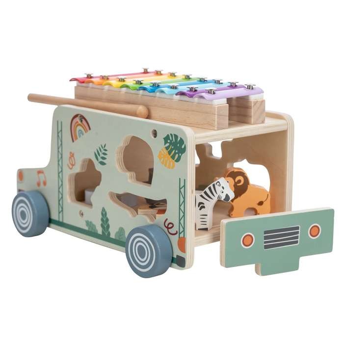 Free2Play Wooden Όχημα μαθαίνω σχήματα και μουσική