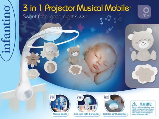 3 IN 1 PROJECTOR MUSICAL MOBILE ECRU ΜΟΥΣΙΚΟ ΚΡΕΜΑΣΤΟ/ΠΡΟΒΟΛΕΑΣ