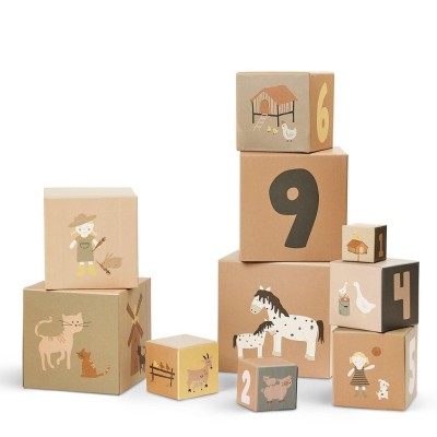 Στοιβαζόμενοι κύβοι με αριθμούς 1-10 και ζωάκια Φάρμα & κούκλες